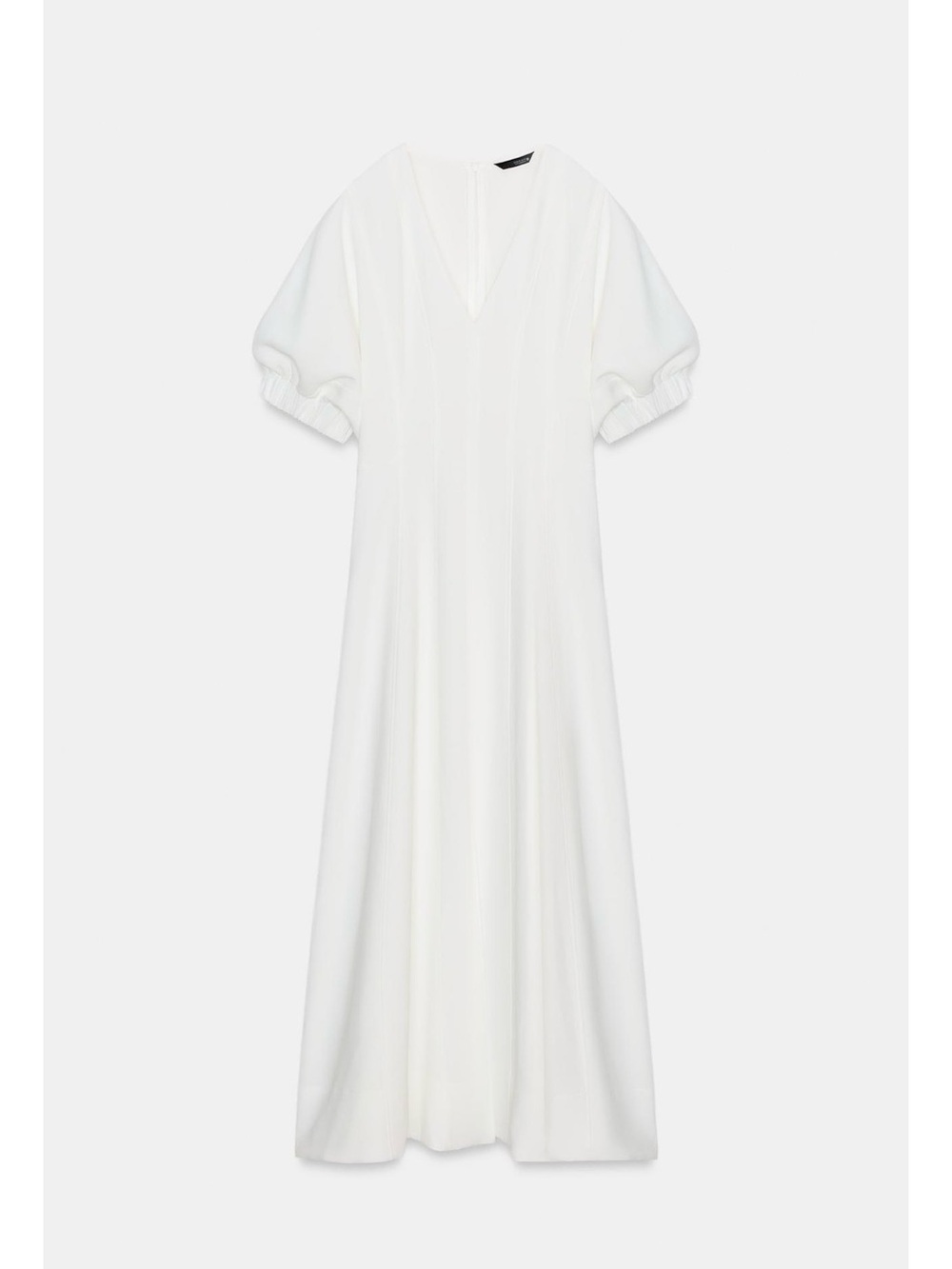 ZARA Ivory V-Neck Balloon Puff Sleeve MIDI Dress - Picture 7 of 8